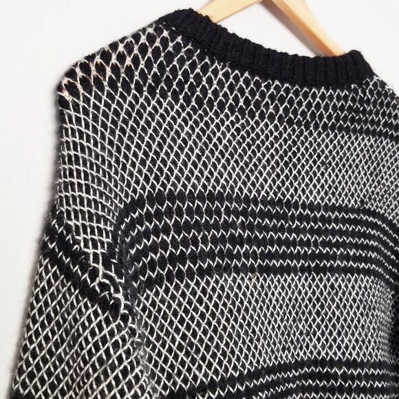 Current Elliott Mixed Stitch Alpaca Blend Sweater Black Ivory Combo Size XS $358 - Picture 14 of 16